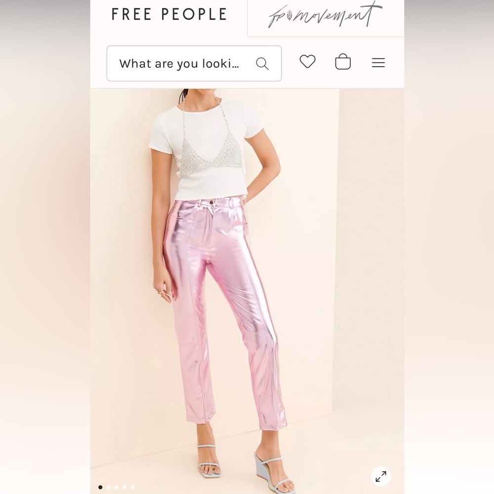 Laagam pink metallic Faux Leather Pants sz small